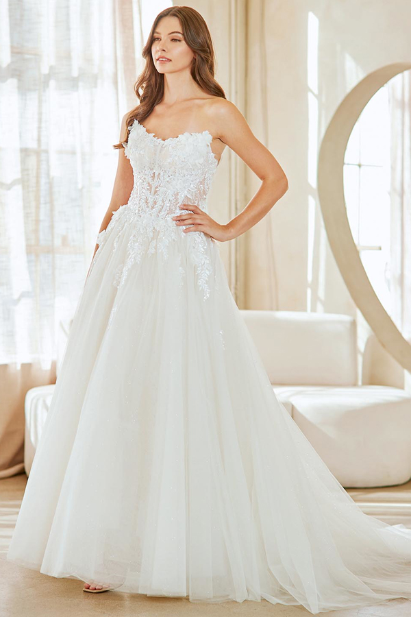 Strapless Bateau Neckline A Line Wedding Dress