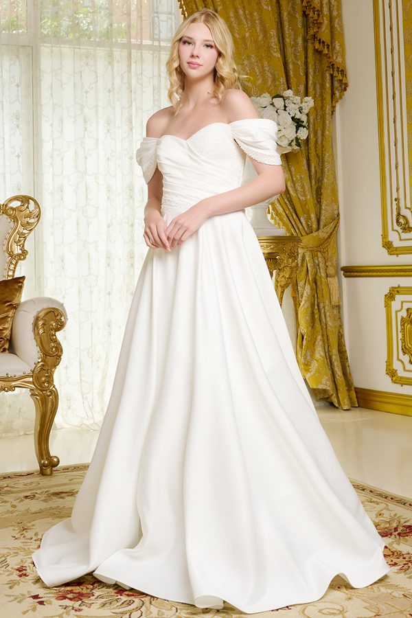 Minimalistic Beading Sequin Detail Weddin Gown