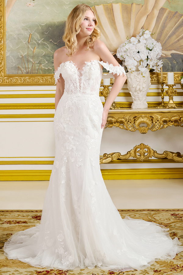 Off Shoulder Fitted Trumpet Wedding Gown