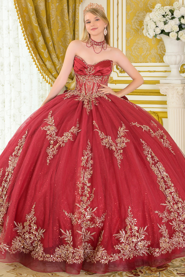 Strapless Bustier Illusion Top Quinceanera Dress