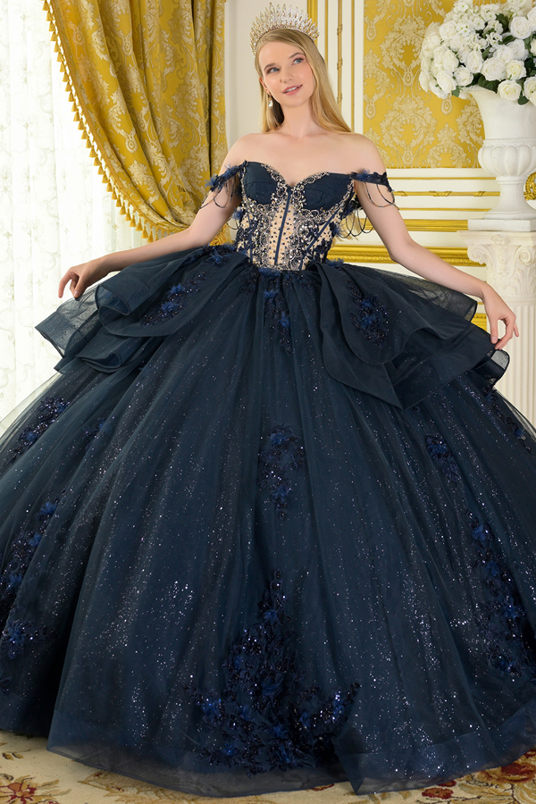 Off Shoulder Hanging Bead Sweet Quinceanera Dress