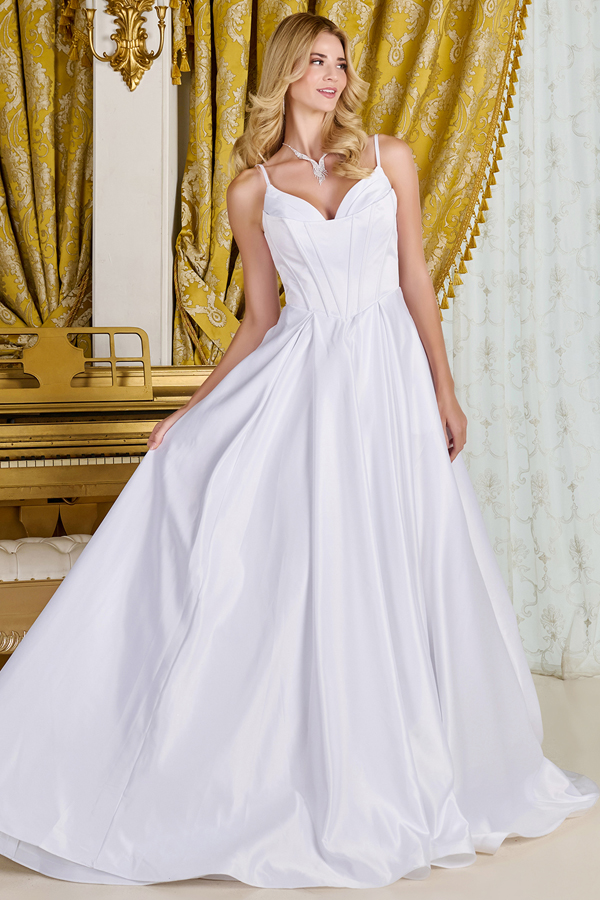 Spaghetti Straps Satin A Line Bridal Dress
