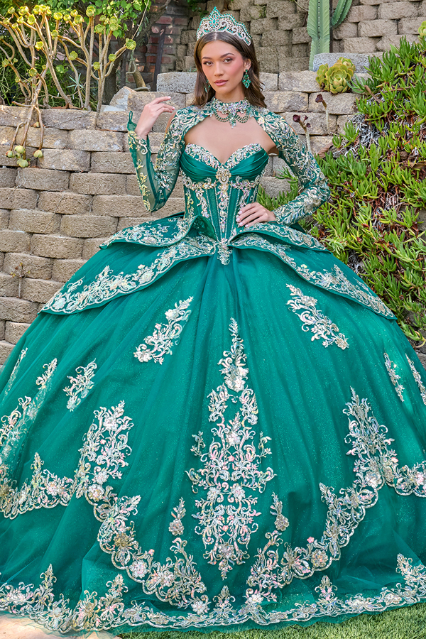 Open Shoulder Bolero Sweet Neck Quince Ball Gown