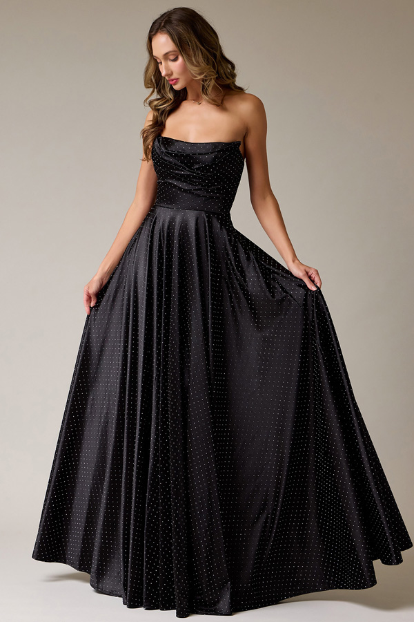 A Line Bridesmaid Dress w/ Strapless Boat Neckline