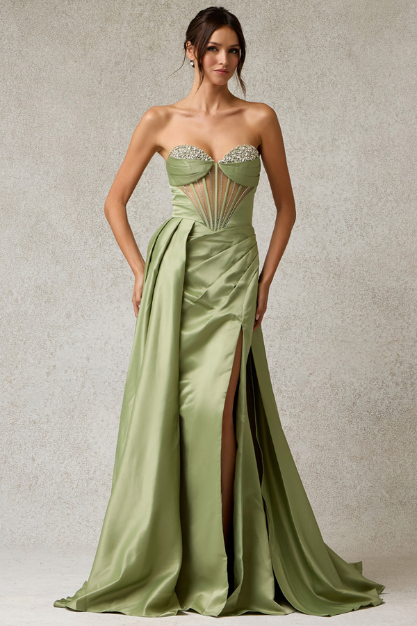 Trumpet Prom Dress w/ Strapless Illusion Top