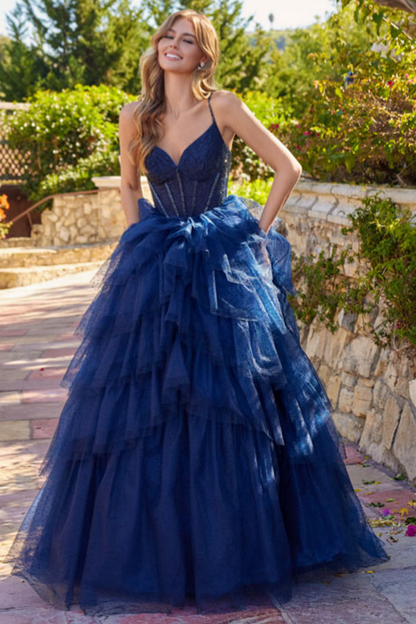 Spaghetti Straps Sweetheart Ruffle A Line Dress