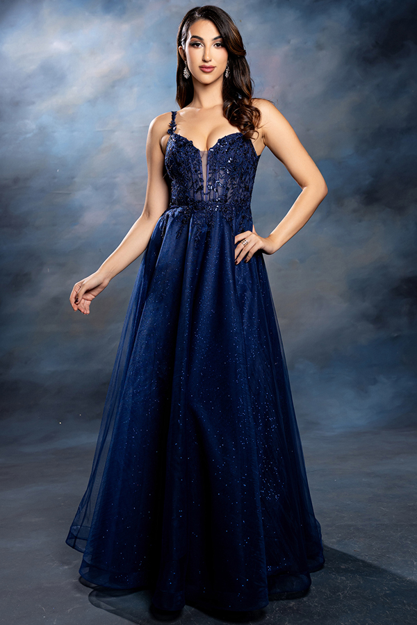 Sleeveless A Line Prom Dress w/ Corset Top