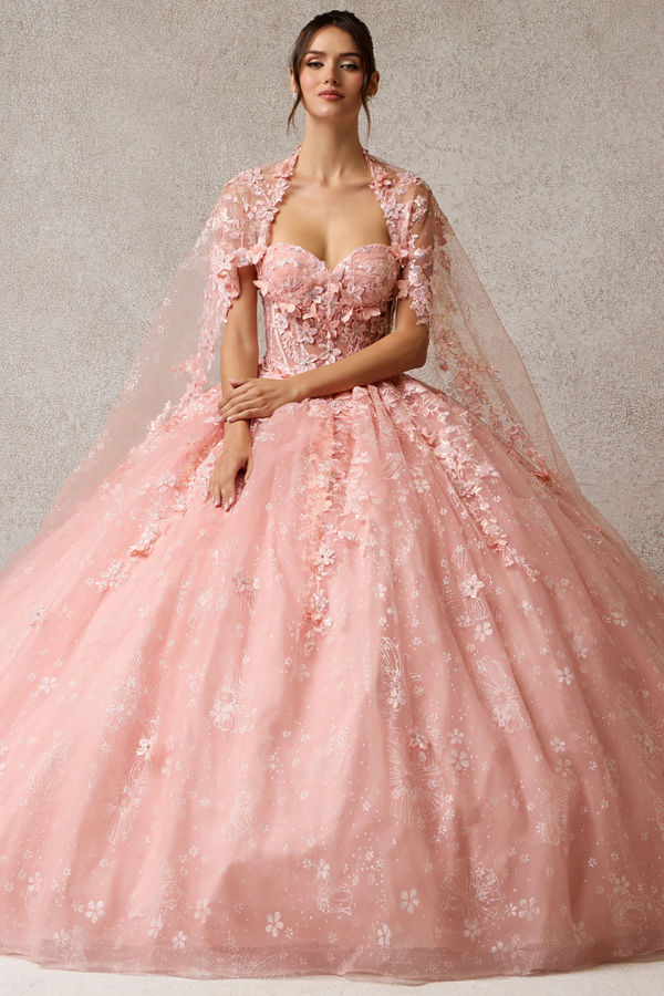 Strapless Sweetheart Neckline Cape Train Q Dress