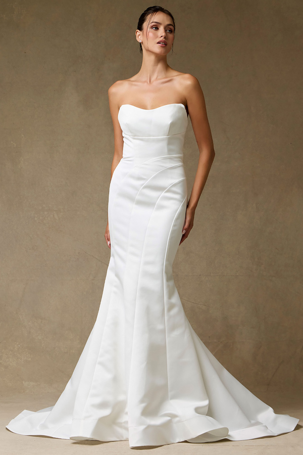 Strapless Stretch Crepe Trumpet Wedding Gown