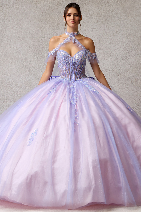 Off Shoulder Choker, Embellished Top Quinceanera Dress