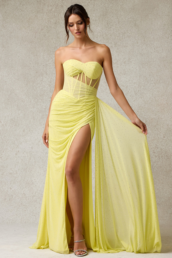 Strapless Sweetheart Twisted Pleat Top Fitted Dress
