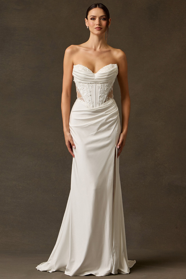 Strapless Sweetheart/Cowl Neckline Fitted Wedding Dress