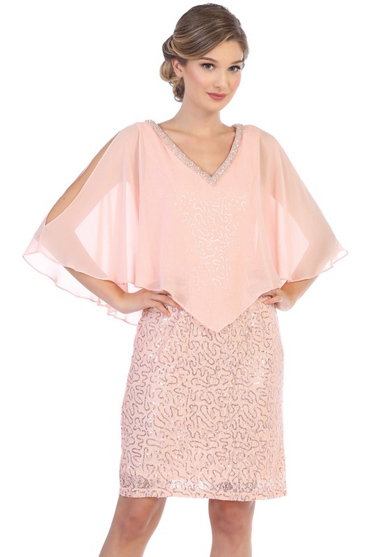 Lace  and Sequin Mama Dress with Cape