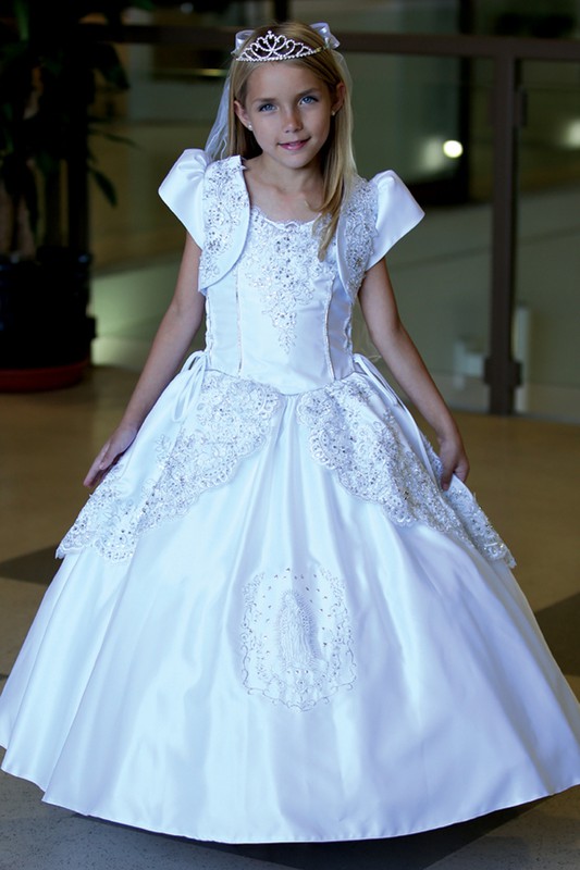 Satin dress with an embroidered organza overlay