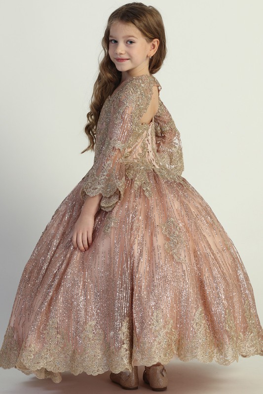 Bell Sleeve Glitter/Embroidery Junior Quinceanera