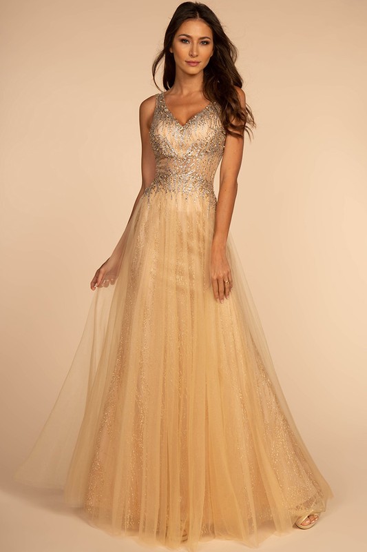 V-Neck Sleeveless Prom Dress