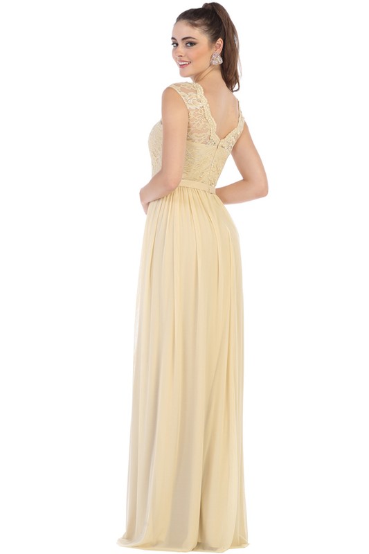 Lace Top Empire Chiffon Bridesmaid Dress