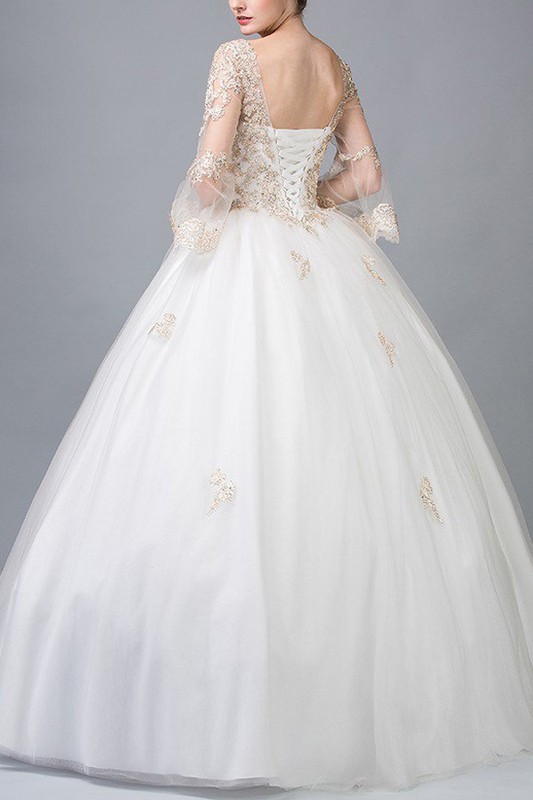 Full Floor Length Ball Gown with Apron Skirt