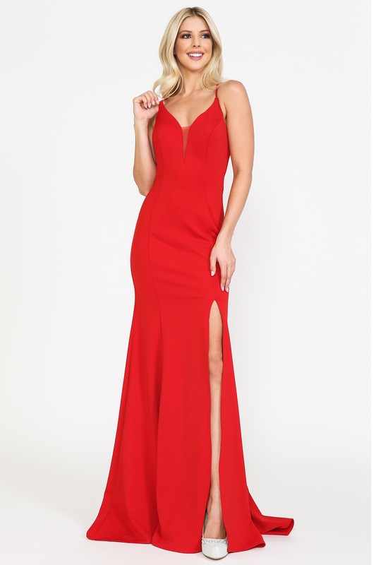 Solid Heavy Jersey Trumpet Evening Gown