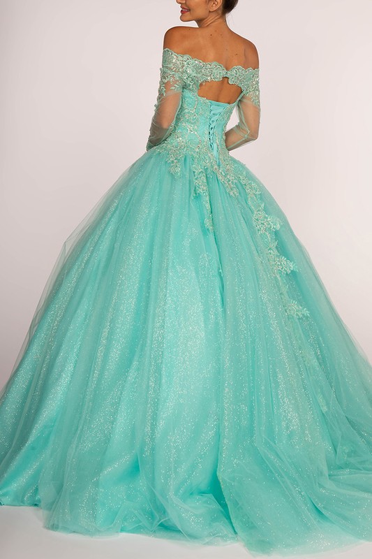 Glitter Mesh Off Shoulder Quinceanera/Ball Gown