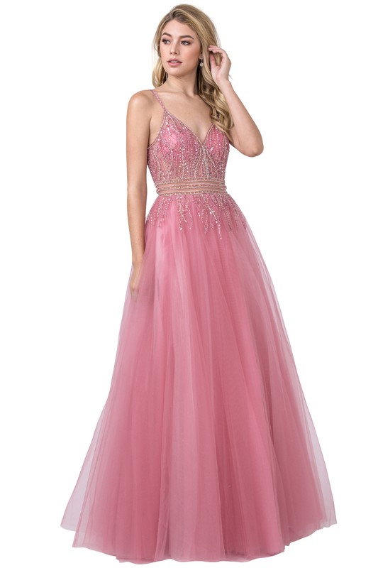 A Line Prom Dress with Embellished Top