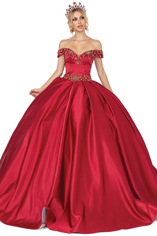 Solid Satin Quince Dress, Ballgown