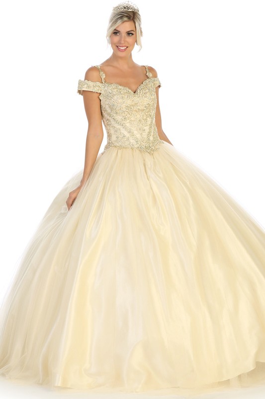 Ball Gown with Embellished Shoulder Straps