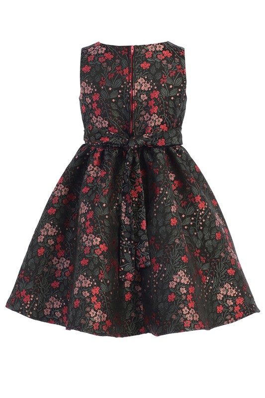 Black garden floral jacquard with double bow