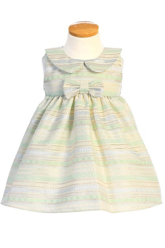 Metallic Stripe Jacquard Baby Girl Dress