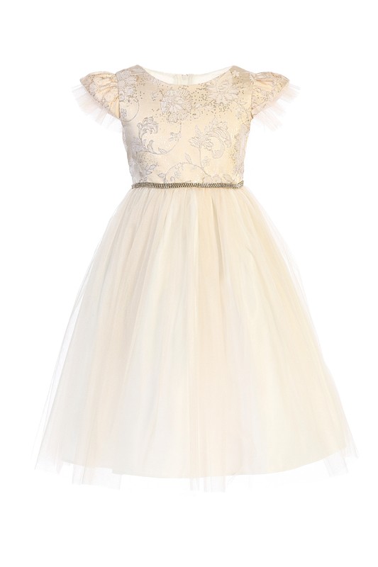 Floral Jacquard Tulle Baby Girl Dress