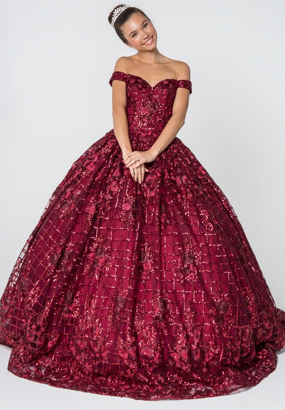 Ball Gown Off the Shoulder with Lace Sequins