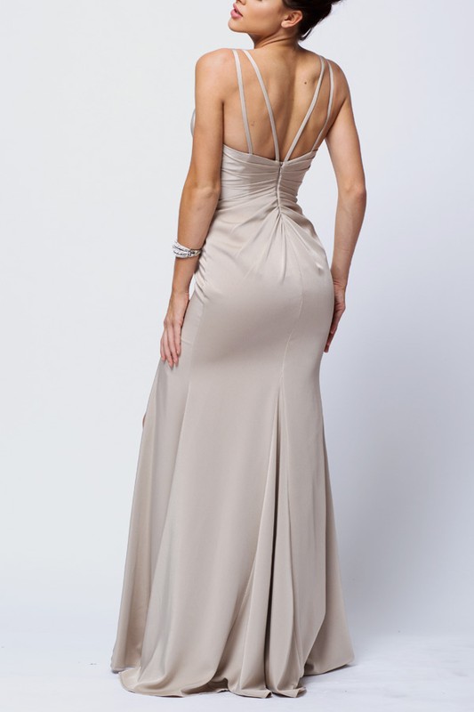 Solid Pleated Top Bridesmaid Gown