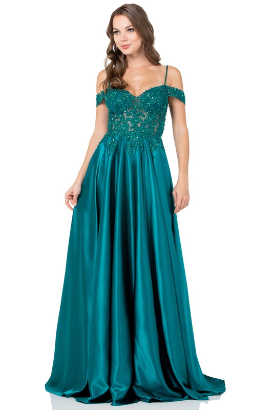 A Line Satin Skirt Prom Gown