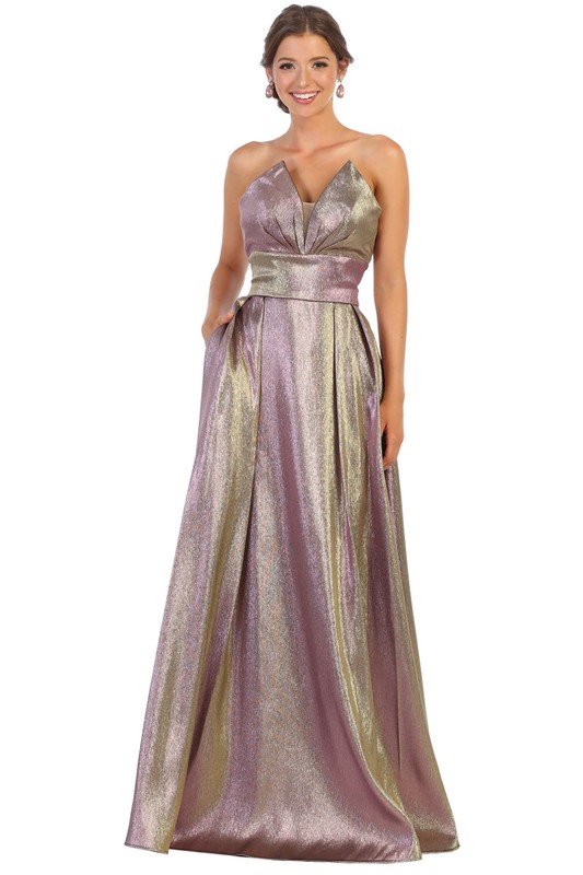 A Line Prom Gown with Origamy Top