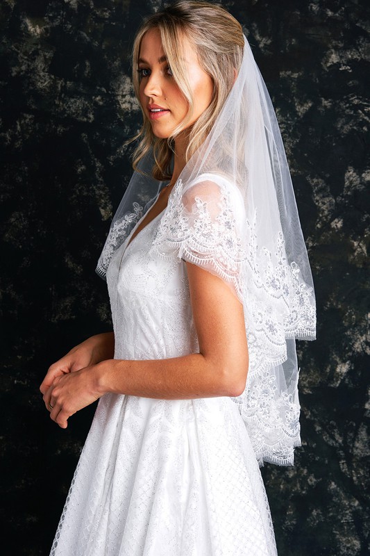 Eyelash Lace Short Length Wedding Veil