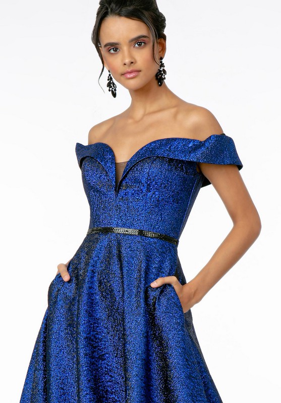 Off-Shoulder A-Line Prom Gown