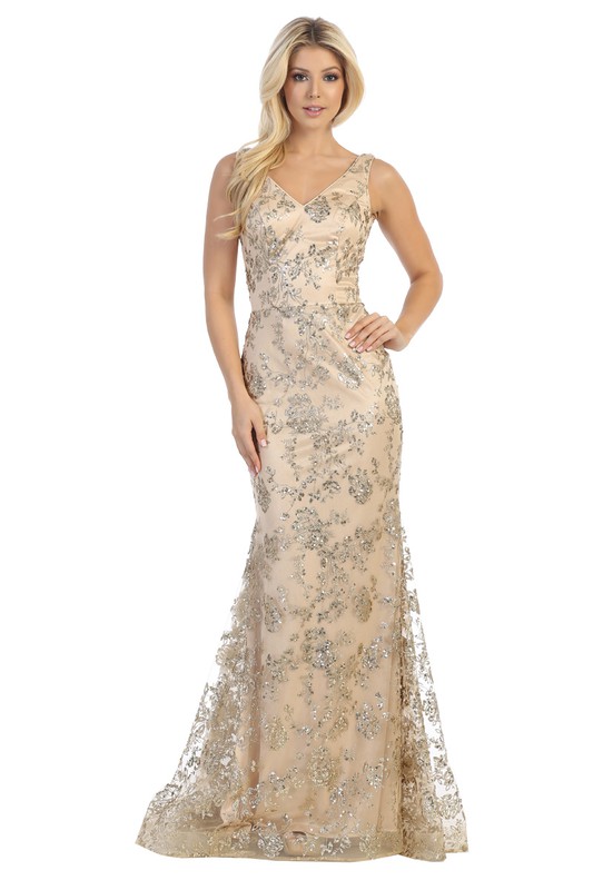 Trumpet/Mermaid V-Neck Sequined Lace Sweep Train 