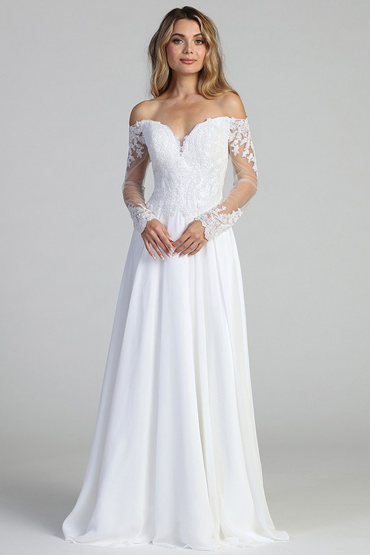 Lace Sheer Long Sleeve Sweetheart Bridal Gown