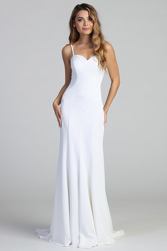 Solid Sweetheart Neck Spaghetti Straps Bridal Gown