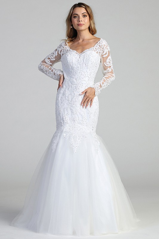 Lace Sleeve Mermaid Wedding Dress