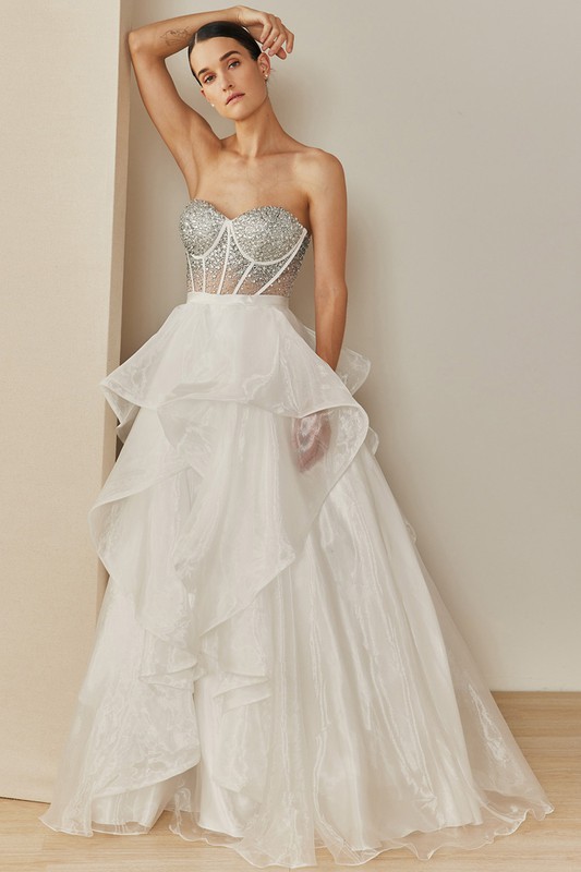 Strapless, Sweetheart Neck, Embellished Ball Gown