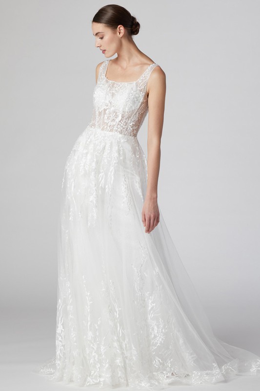 Sleeveless, Scoop Neck, A Line Bridal Gown
