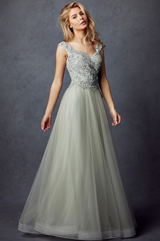 Sweetheart Neck, Off Shoulder, A Line Gown