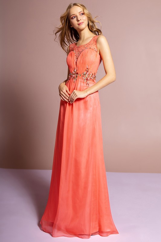 Ruched Top Chiffon Gown