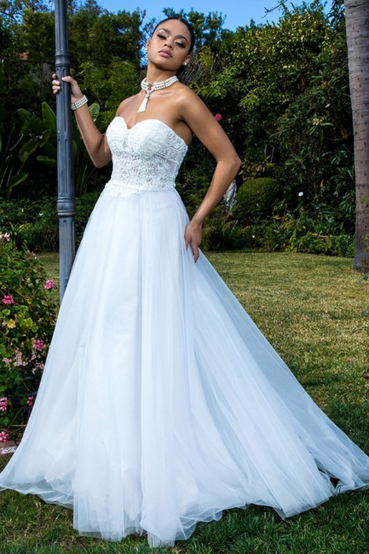 Beaded Top Sweetheart A Line Bridal Gown