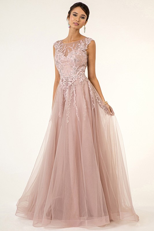 Embellished Top A Line Prom Gown