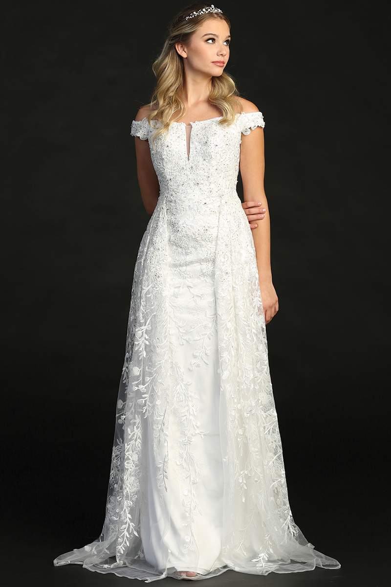Off Shoulder Embellished Wedding Gown
