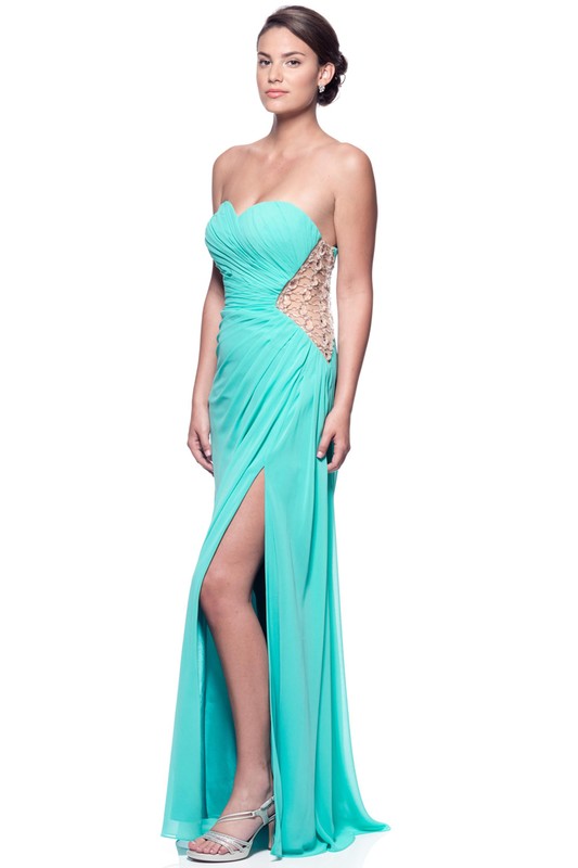 Strapless, Sweetheart, A Line Chiffon Gown