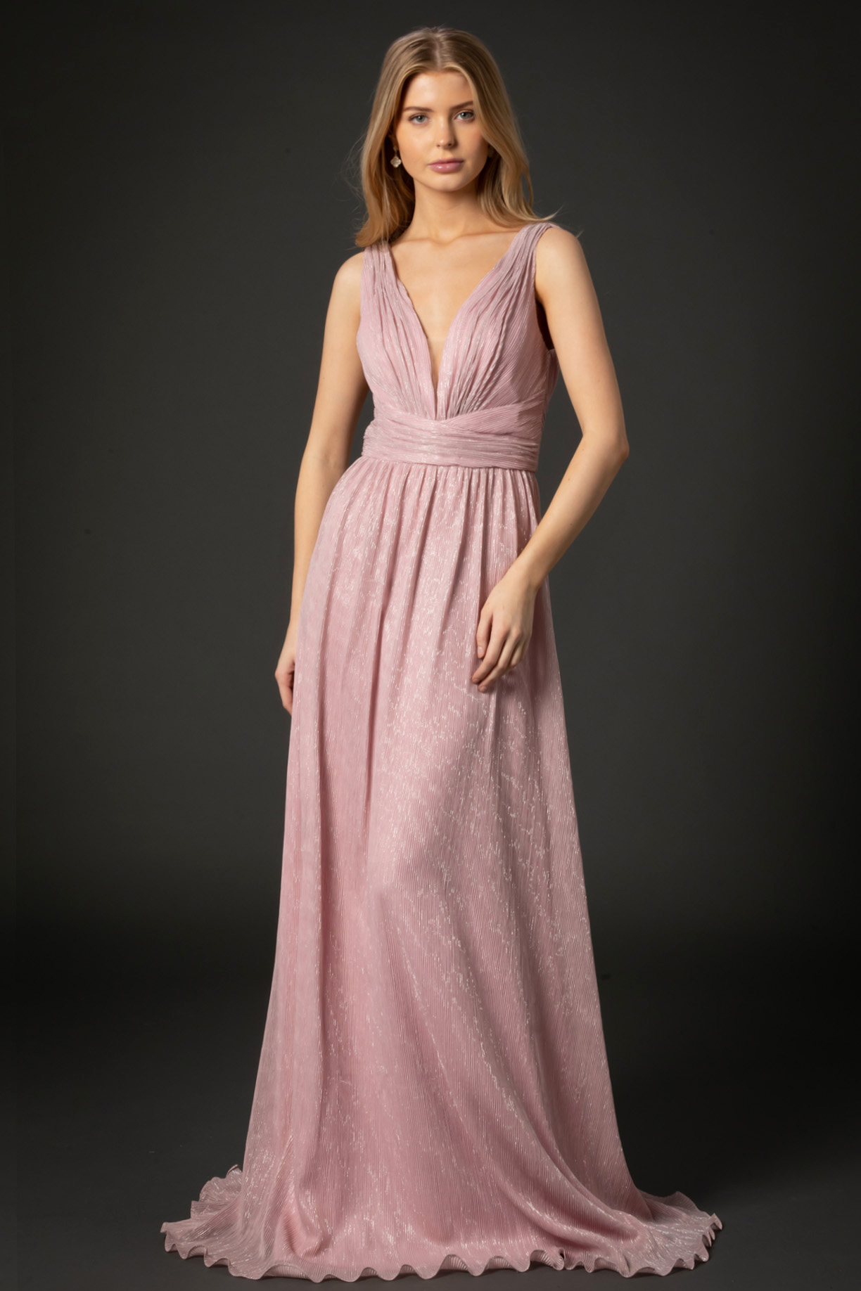 V-NECK, SLEEVELESS, BACKLESS, SHEATH DRESS