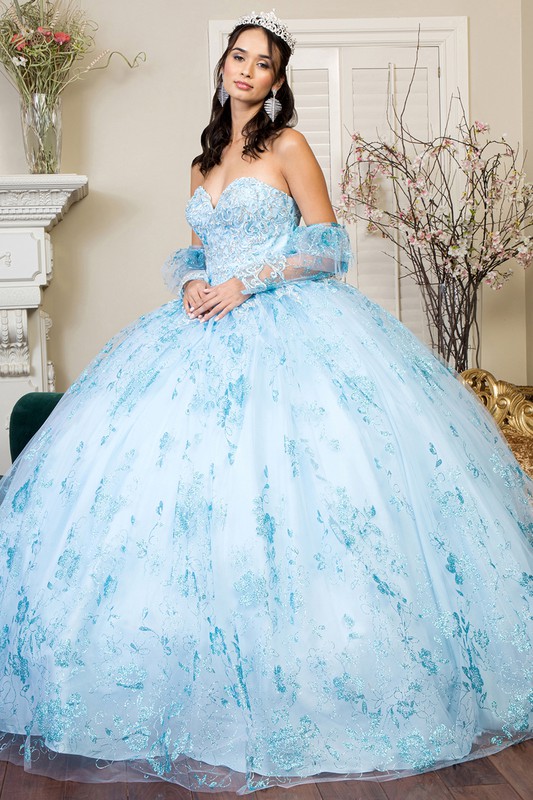 Embroidered Glitter Mesh Quinceanera